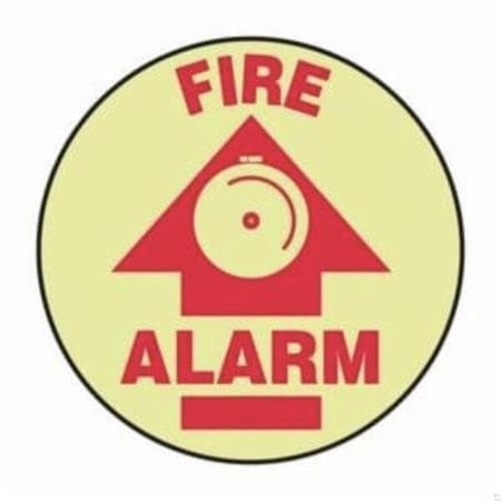 Accuform Floor Sign, Series SlipGard, Legend FIRE ALARM ARROW, NonSlip Adhesive LumiGlow, 17 in Height MFS770